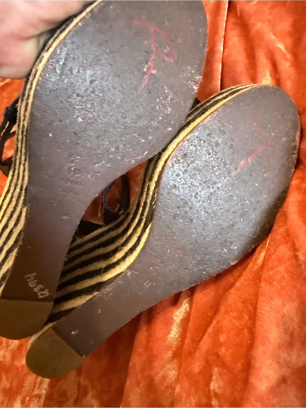 kate spade Lucie Black Patent Striped Espadrille Wedge Sandals - Size 11
